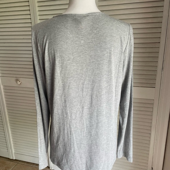 Eileen Fisher Tunic Shirt Top Petite Small SP Gray V-neck Front Seam - Picture 4 of 8